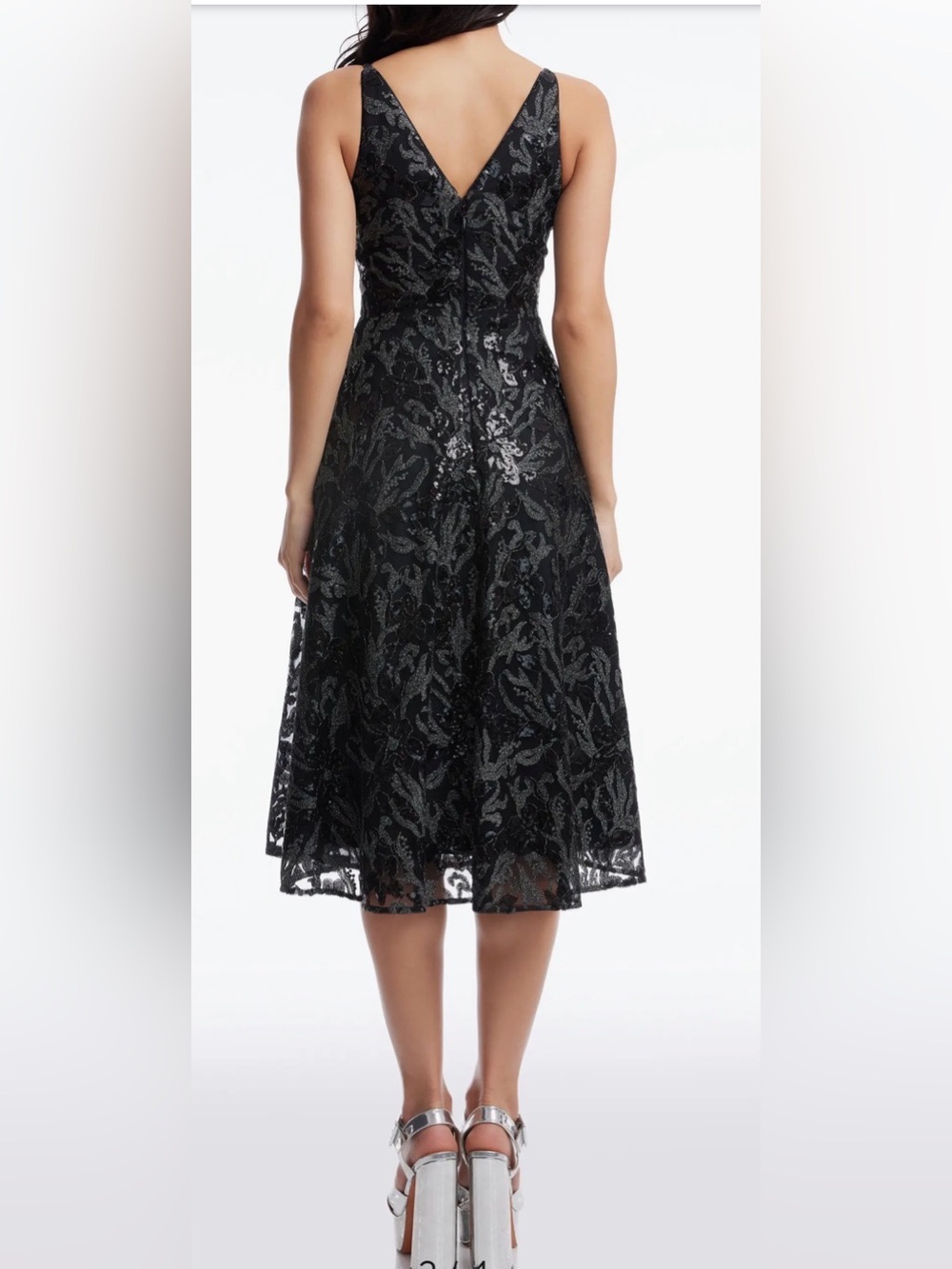 Dress the Population Black V-Neck NWT Midi Dress - Picture 3 of 11